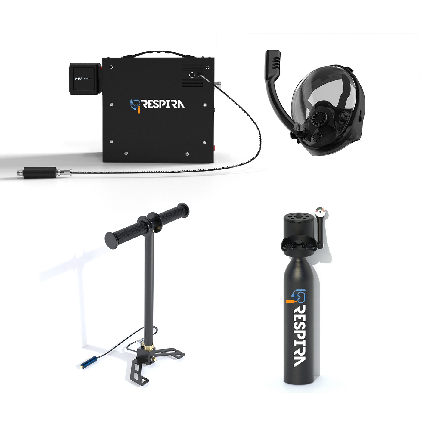Respira Tank + JetCharge Compressor + Hand Pump + Sub-Mask