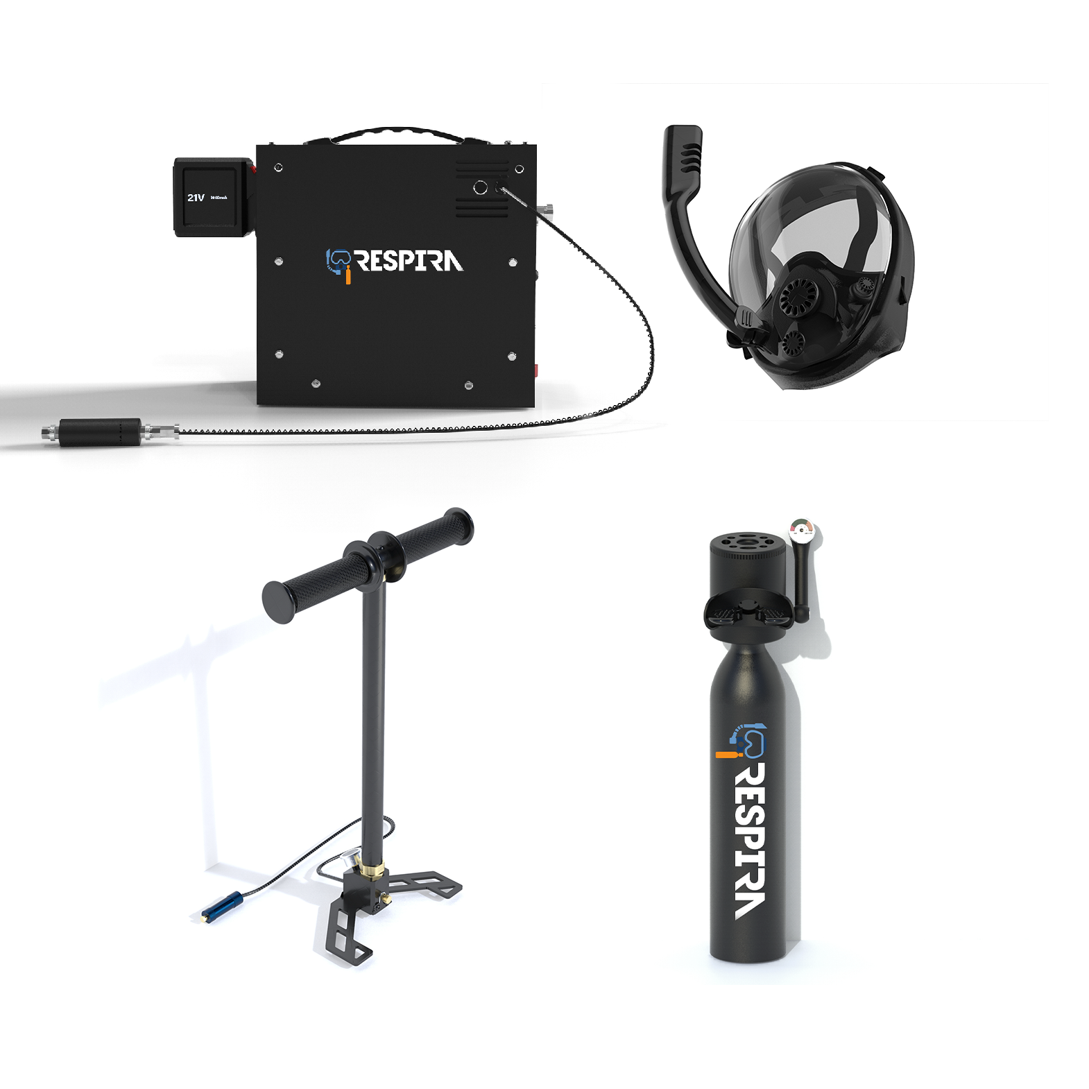 Respira Tank + Boost Compressor + Hand Pump + Mask